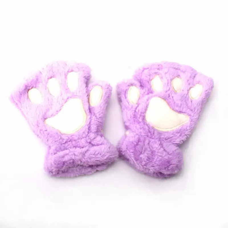 Детские перчатки; милые детские зимние плюшевые варежки; Теплые мягкие плюшевые короткие пушистые перчатки без пальцев с рисунком медведя и кота; костюм