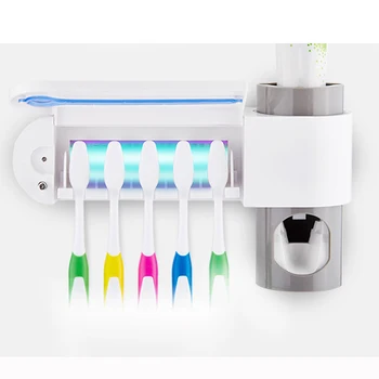 

2-in-1 UV Toothbrush Disinfection Rack Toothpaste Kit Toothbrush Holder Toothpaste Dispenser Wall Mounted Dropshipping S