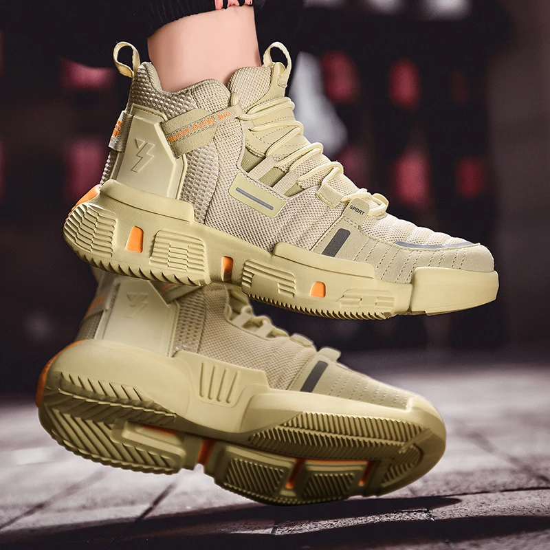 Men's walking shoes outdoor high-top casual thick bottom sneakers Korean fashion simple wild student tide shoes