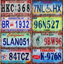Placas de matrícula de coche de EE. UU., Oregon, California, Texas, señal de estaño de Metal Vintage, decoración de Bar en casa, FL, Utah, placa de número de motocicleta A927
