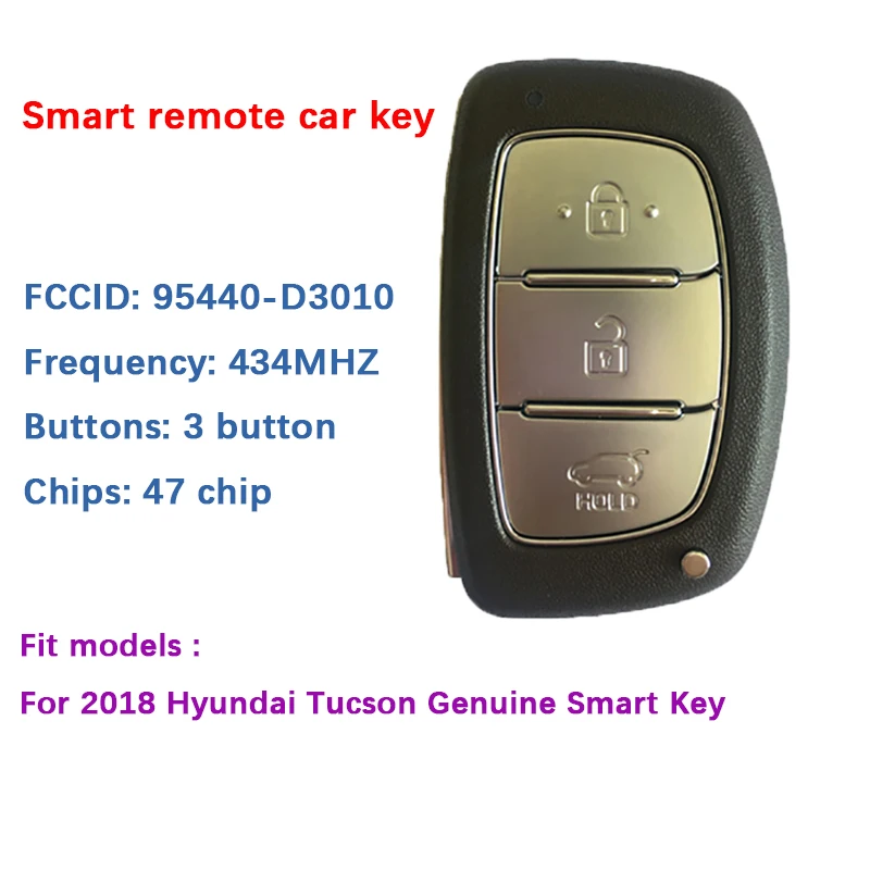 CN020129 Aftermarket/Genuine 3 Button Smart Key For 2018 Hyundai Tucson Smart Key Remote 47 Chip 433MHz 95440-D3010
