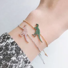 Baoyocn фирменный дизайн 925 стерлингового серебра розовый мятный зеленый браслет в виде динозавра микро 5А кубический цирконий камни динозавр женские ювелирные изделия