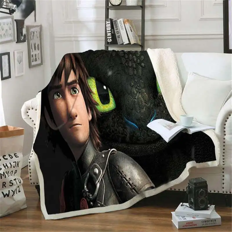 3D мультфильм дракон диван одеяло с шотландским узором на заказ Шерсть пледы простыни одеяло с микрофиброй