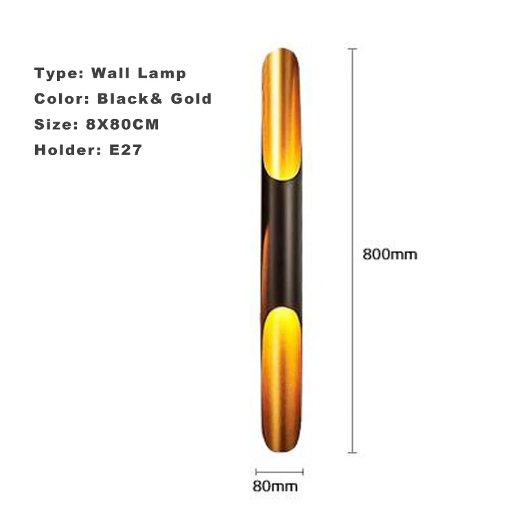 Современный чердак светодиодный подвесной светильник дизайнерский длинный светильник из алюминия черный золотой подвесной светильник для столовой фойе домашний декоративный - Цвет корпуса: 80CM One Wall Lamp