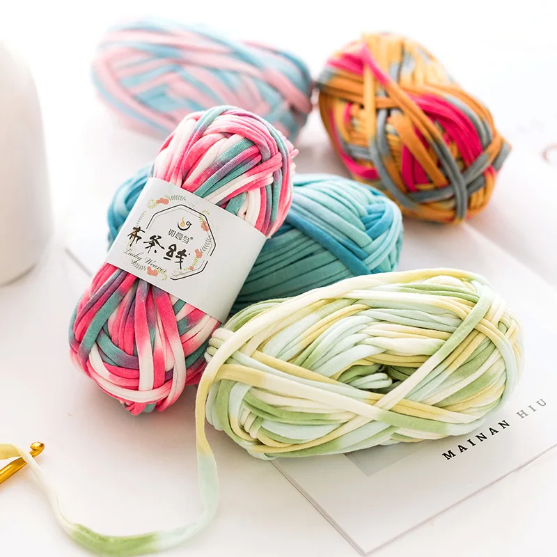 

100g DIY Colorful Dyed Micropolyester Yarn Handmade Bag Carpet Blanket Knitting Crochet Wool