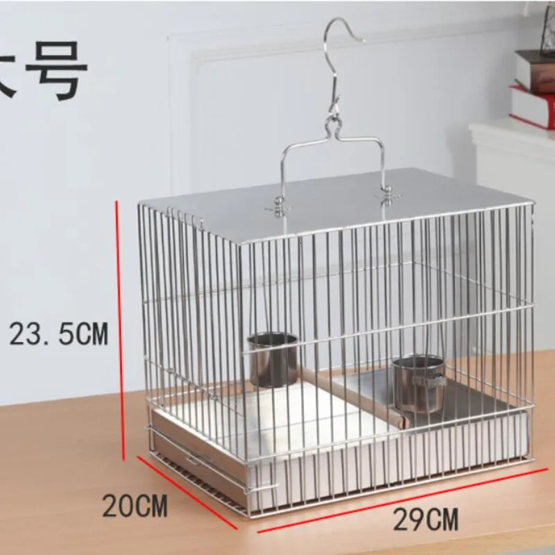 Квадратная птица из нержавеющей стали клетка с кормушкой деревянный окунь попугай клетка для купания птица чехол переноска для животных Птичий дом HW230 - Цвет: 11
