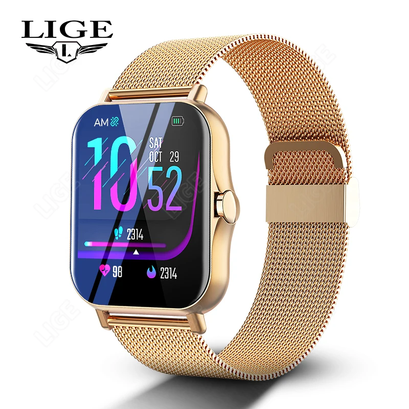 

LIGE Women Smart Watch Full Touch Screen Activity Tracker Heart Rate Monitor Sports Ladies Smart Watch Men For Android IOS+Box