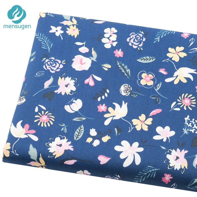Fabric Meter Navy color Floral 100% Cotton Fabrics for Sewing Girls Dress Skirts Apron Baby Bed Sheet Blankets DIY Cloth | Дом и сад