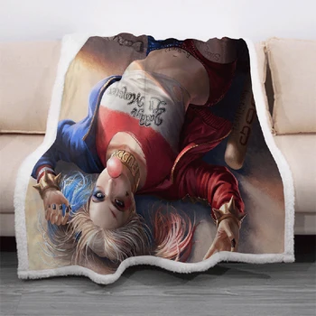 

Harley Quinn Funny Character Blanket 3D Print Sherpa Blanket on Bed Home Textiles Dreamlike Style 10