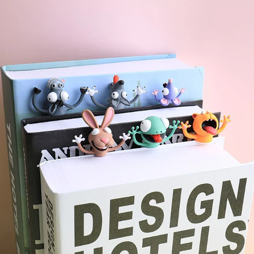 Креативные ПВХ 3D стерео животные закладки портативный мультфильм забавный кот кролик чтение книги метки для студентов закладки канцелярские