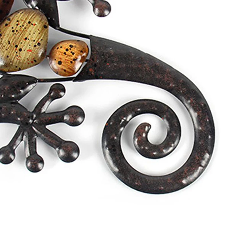 2Pcs Home Decor Metal Gecko Wall for Garden Decoration Outdoor Statues Accessories Sculptures and Animals Jardin