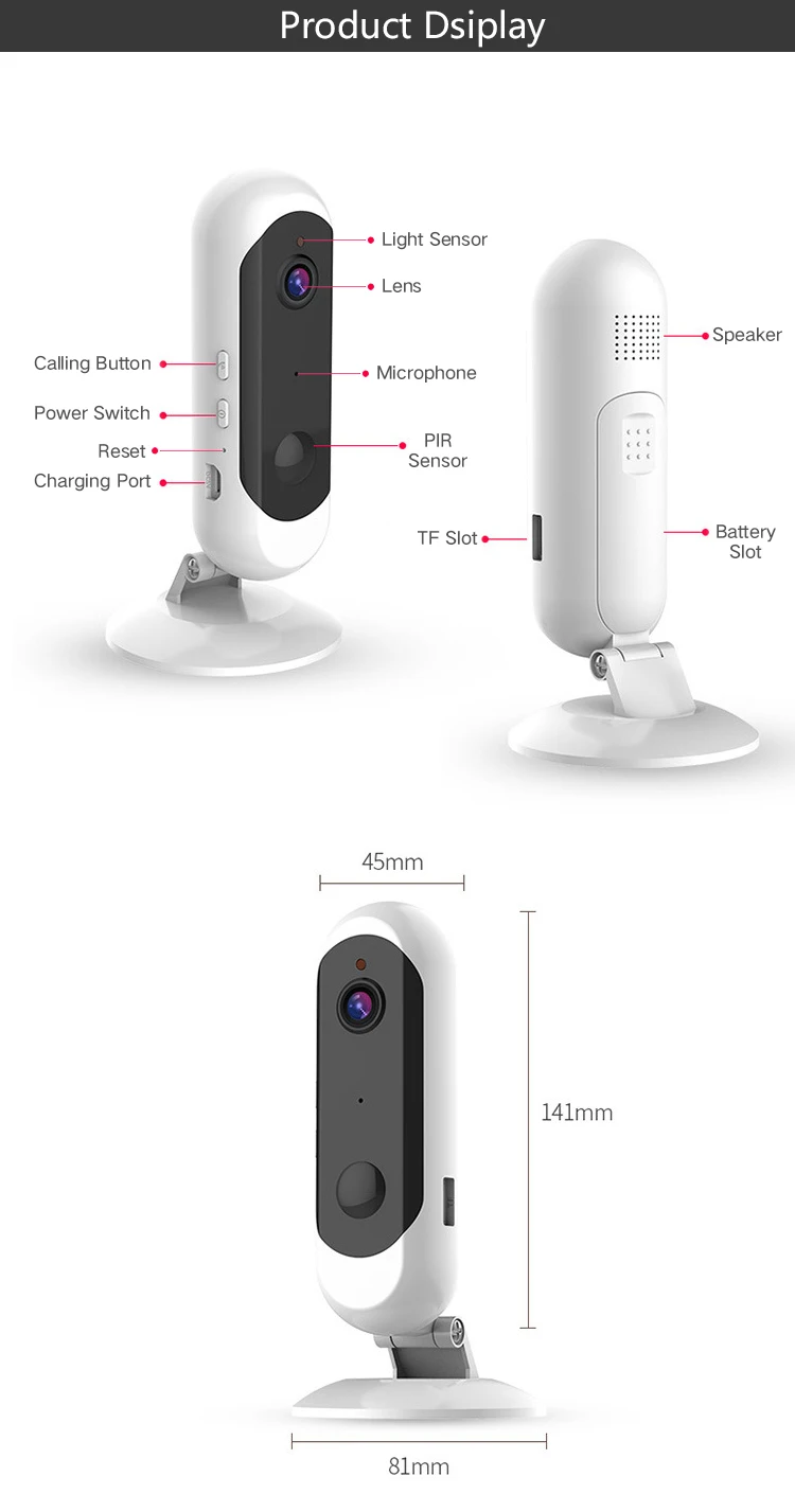 HD 1080P батарея CCTV Беспроводная IP камера инфракрасная ночная версия PIR M-otion Обнаружение 120 ° домашняя камера с Wi-Fi детские мониторы