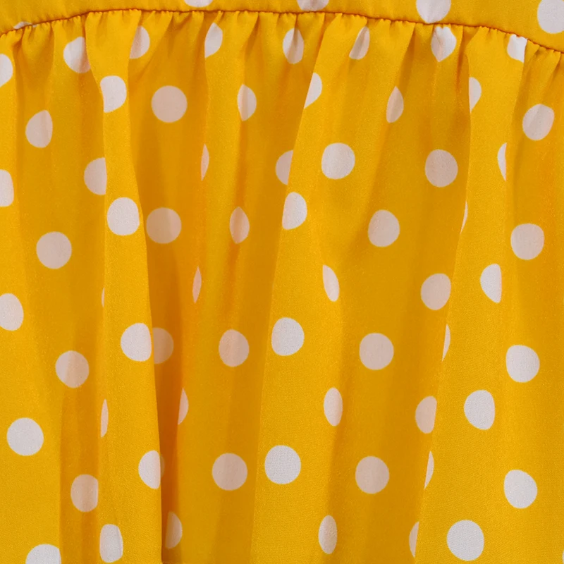 Lossky Women Spring Dress Fashion Polka Dot Print Ladies Casual Clothing Long Sleeve Mini Short Loose Yellow Dresses 2020
