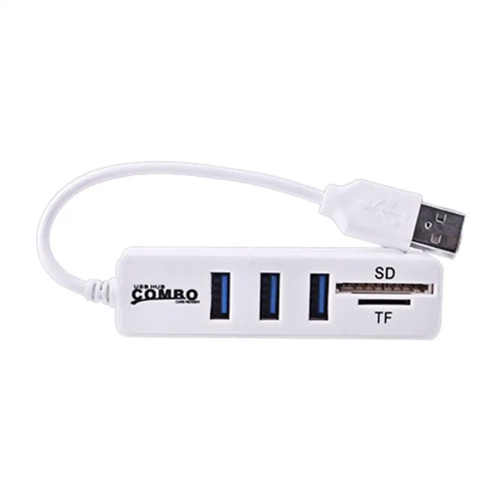 Микро USB концентратор 2,0 Мульти usb порты комбо SD/TF кардридер usb-хаб 3 порта usb адаптер для компьютера аксессуары - Цвет: Белый