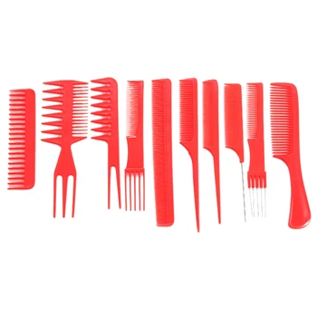 

10 Piece Professional Comb Red Styling Comb Tangled Comb Shunfa Comb Rat Tail Comb Set