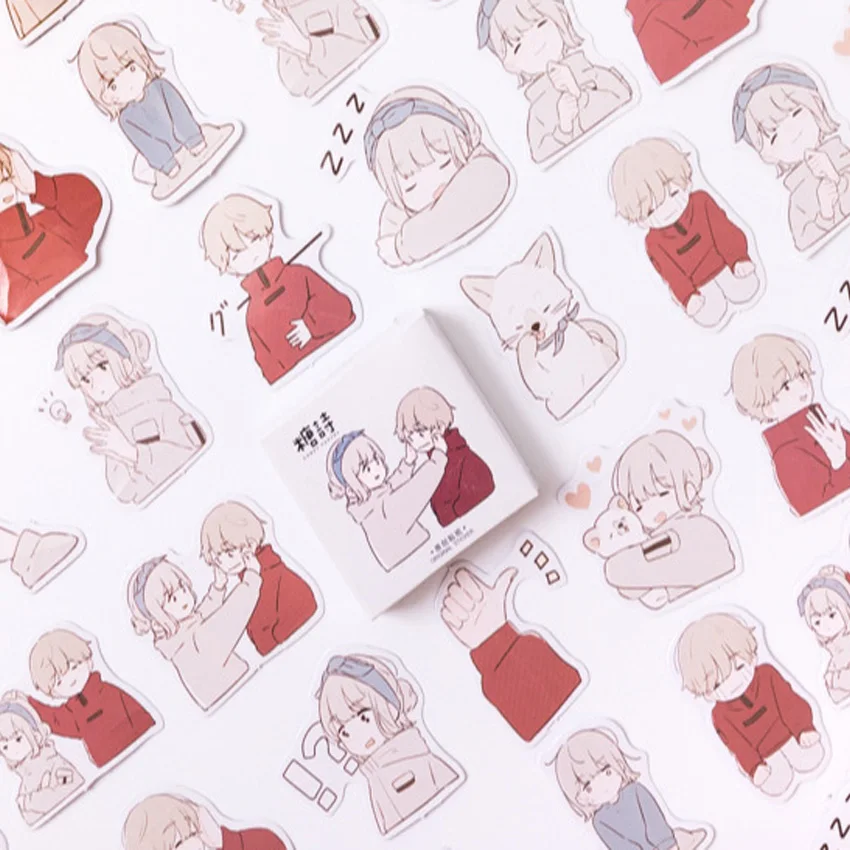 

45pcs/box Cute Lovely Couple Diary Decoration Stickers DIY Planner Scarpbooking sealing Label Sticker kawaii Stationery