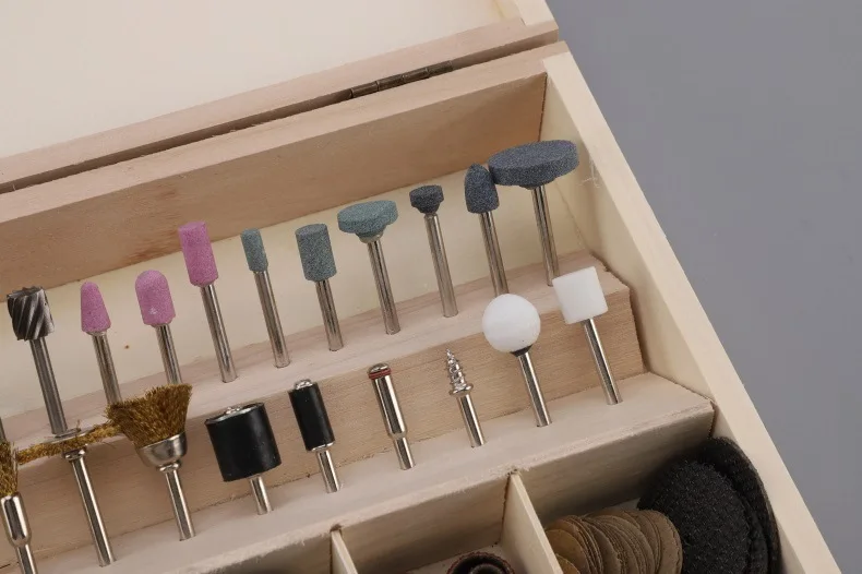 Electric Grinding Tools Set Electric Grinder Accessories Polishing Paper Wooden Box Grinding Head Slice Set Carving Polishing Cu