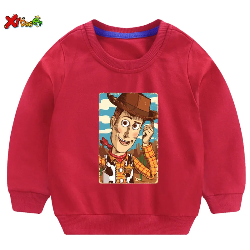 Детские свитшоты футболка Toy Story4 Woody толстовки с капюшоном для мальчиков Повседневная белая толстовка для маленьких девочек с героями мультфильмов и рукавами для мальчиков - Цвет: kids sweatshirt red
