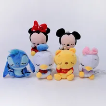 Dianey – porte clés en Peluche Original de 13Cm, jouets en Peluche, Kawaii Mickey Minnie Donald Stitch, poupée en Peluche, sac d'ornements cadeaux