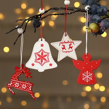 

12pcs Wooden Christmas Pendant Merry Christmas Decor For Home 2020 Navidad Ornaments Christmas Tree Decor Xmas Gifts New Year