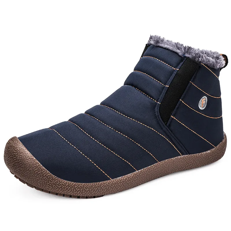 MIXIDELAI/Новинка; модные мужские ботинки; высококачественные водонепроницаемые Зимние ботильоны; теплая плюшевая зимняя обувь на меху без застежки; мужская обувь - Цвет: Blue