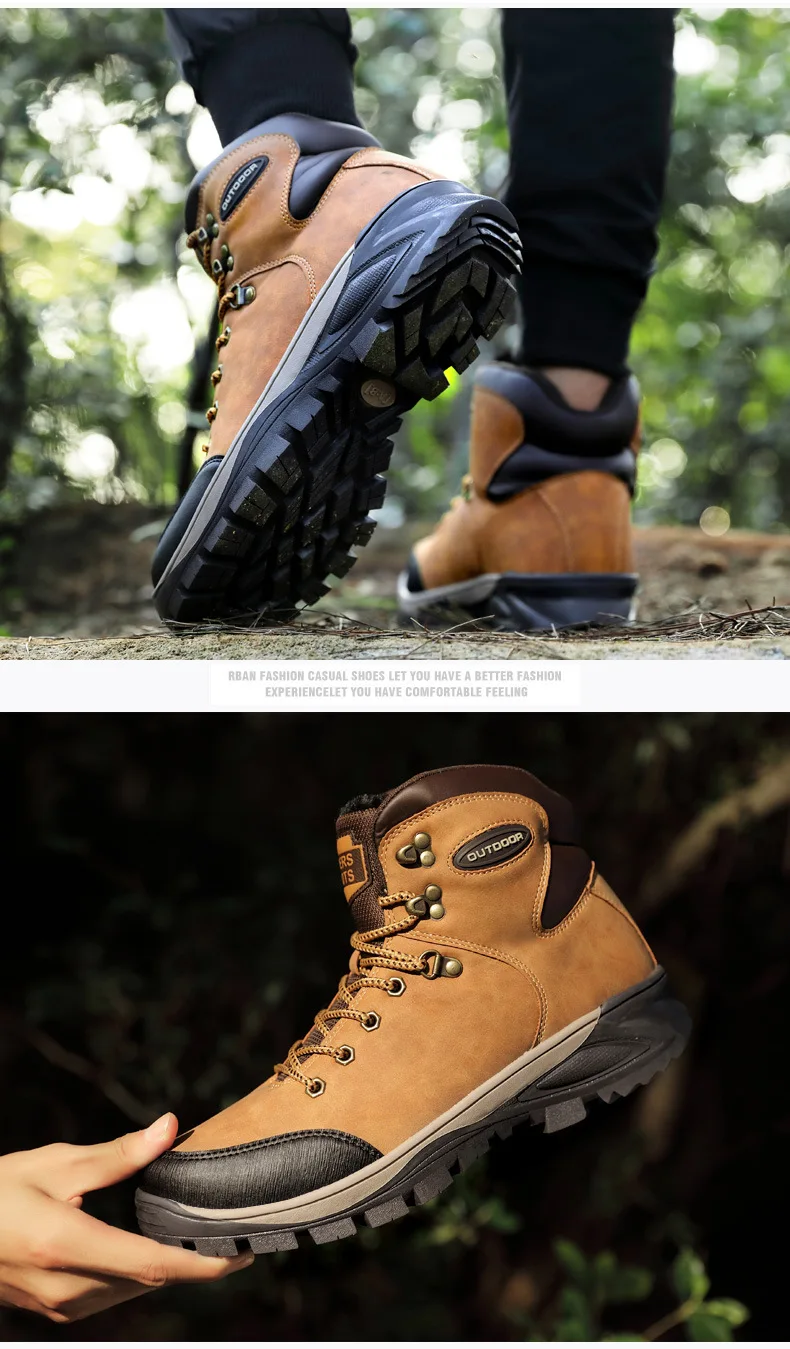 Winter Men Boots PU Outdoor Snow Ankle Boots Male Lace Up Anti-slip Booties British Sneakers Plus Size 46 Zapatos De Hombre