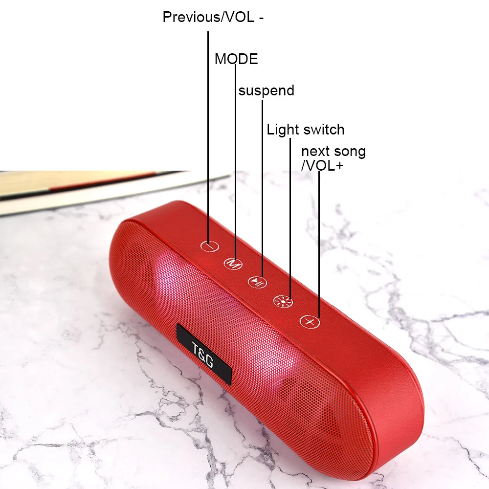 TG светодиодный Bluetooth металлический динамик открытый портативный супер бас