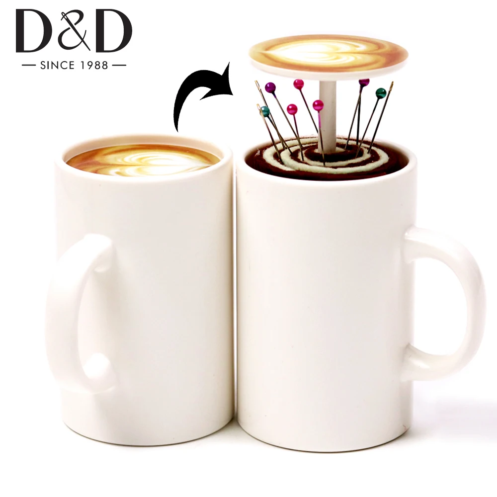 1pc Coffee Cup Shape DIY Craft Needle Pin Cushion Holder Sewing Kit Pincushions with 12pcs Pins for Needlework Supplies | Дом и сад