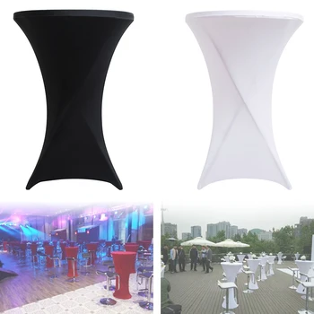 

Home Washable Wedding Durable Stretch Cloth Bar Table Cover Banquet Accessory Cocktail Desk Party Decor Elastic Band Practical