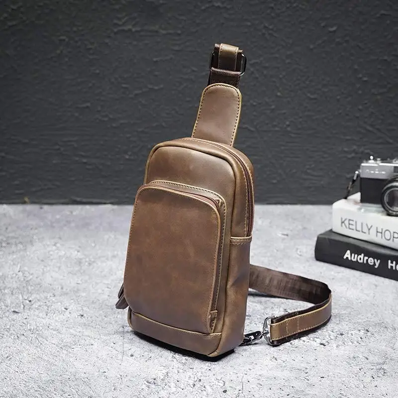 Chest Bag Leisure One Shoulder Man Bag Oblique Satchel Large Capacity Soft Leather Bag