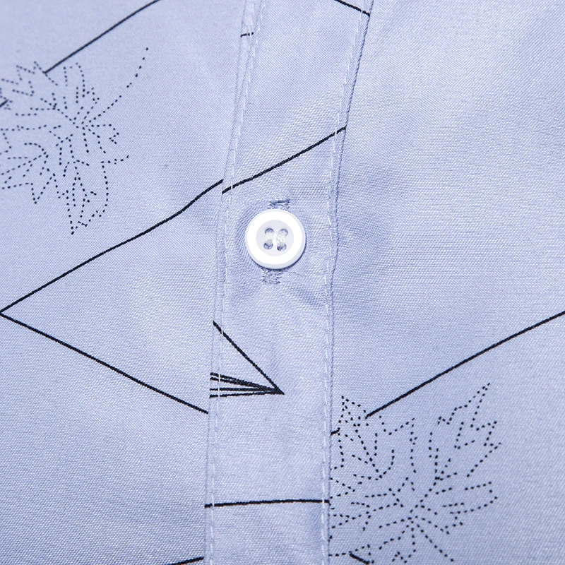 Мужская полосатая рубашка с длинными рукавами Camisa Social Leaf напечатанная рубашка для мужчин брендовая Повседневная обтягивающий официальный деловой уличная