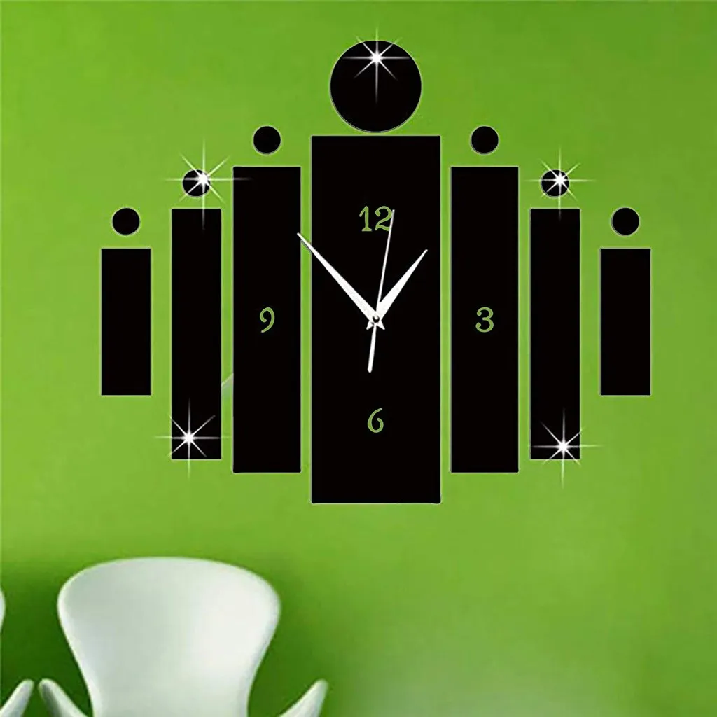 Large Wall Clock Quartz 3D DIY Big Decorative Kitchen Clocks Acrylic Mirror Stickers Oversize Wall Clock Home Letter Home Decor