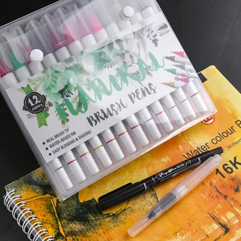 

Watercolor Brush Pens, Real Brush Pen, 12 Color Painting Markers with Flexible Nylon Tips