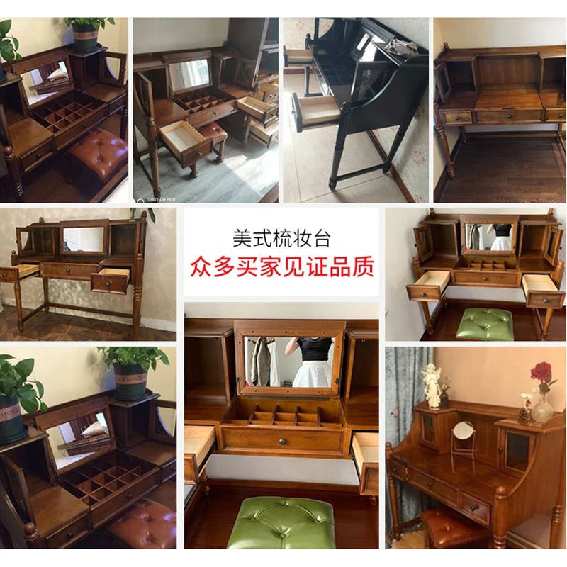Туалетный столик с зеркалом, который прячется как рабочий стол и стул WA613