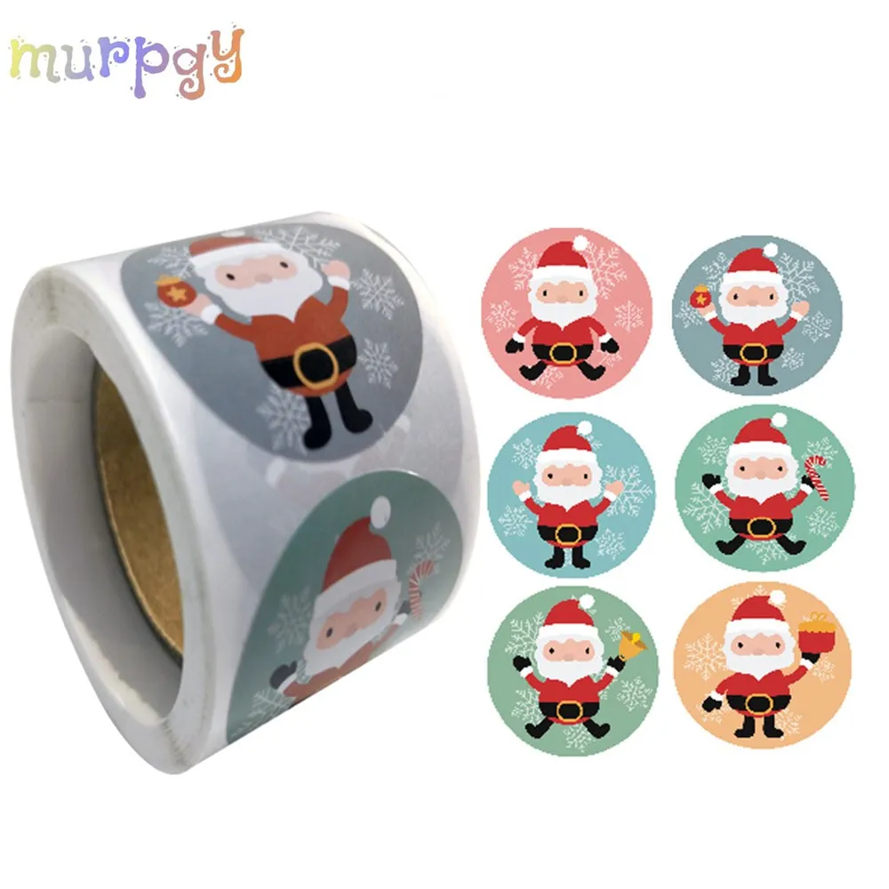 

500pcs merry Christmas Stickers roll cute Cartoons Gift Card party Package Santa Label Sealing Decor Supplies For Reward Kid toy