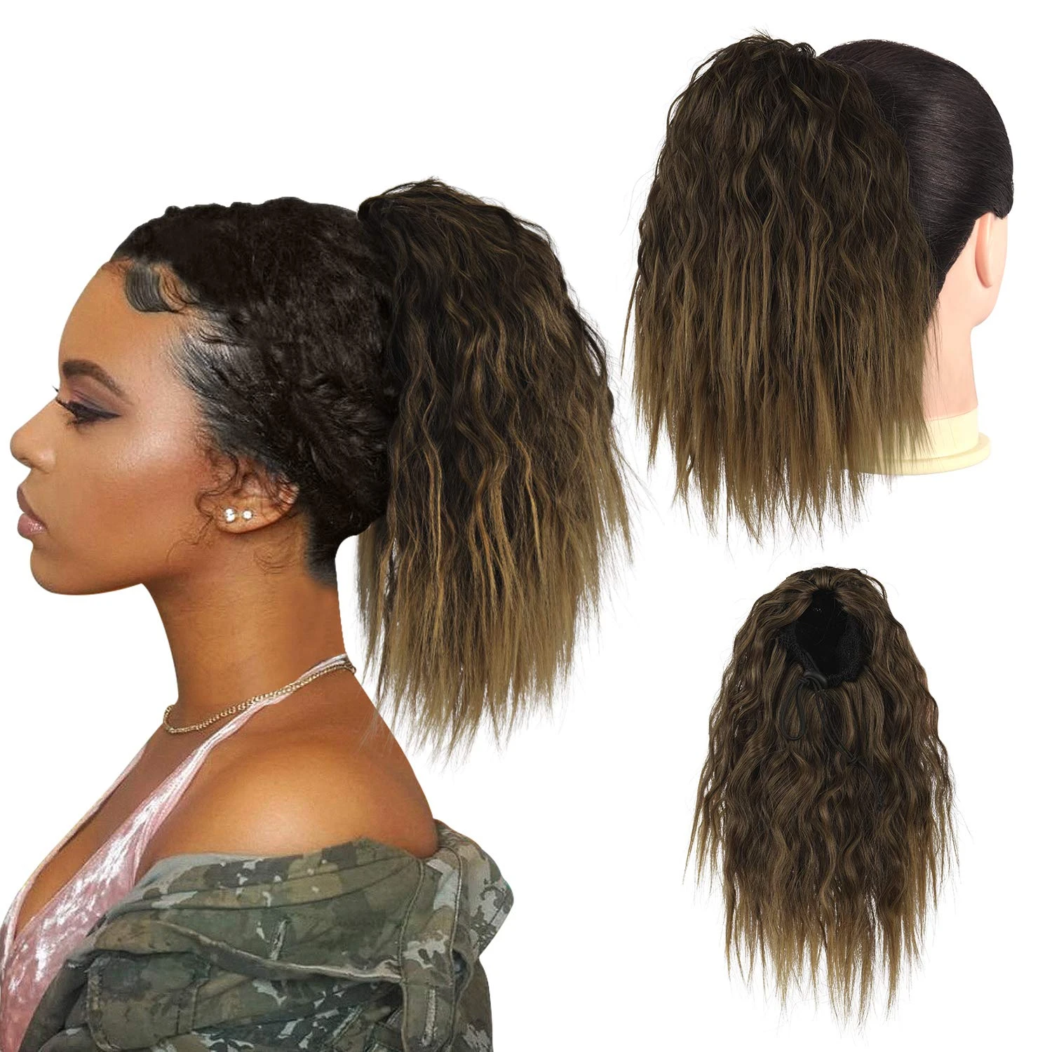 Short Hair Drawstring Ponytail Synthetic | Drawstring Ponytail Pony Tails -  Afro - Aliexpress