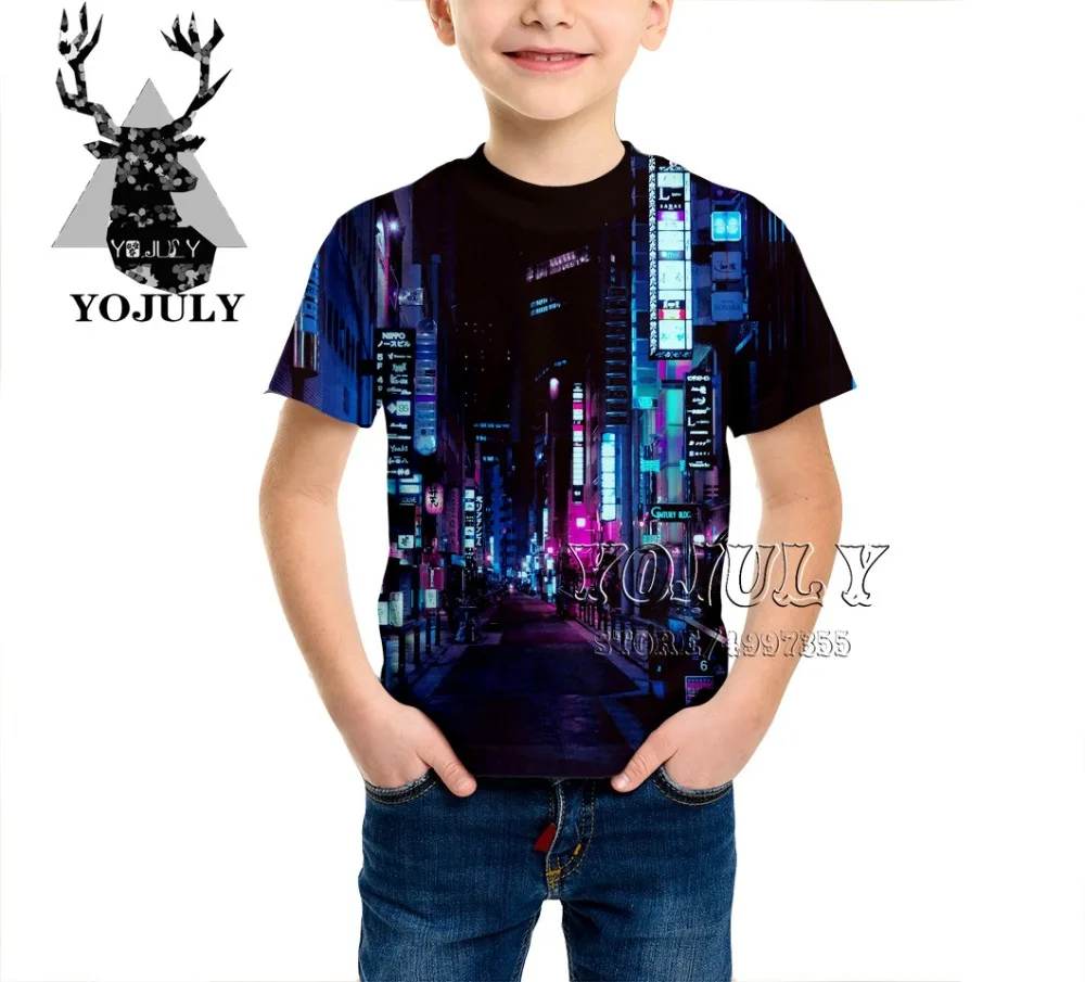 YOJULY/футболка с 3D-принтом для мальчиков и девочек-подростков, аниме-призрак, футболка с ракушкой, летняя футболка Повседневный пуловер в стиле Харадзюку, уличная одежда в стиле хип-хоп, A486