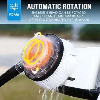 

Car Cleaning Tool Tire Cleaning Handle Brush Automatic Rotation Dirt Remover Window Water Flow Car Brush