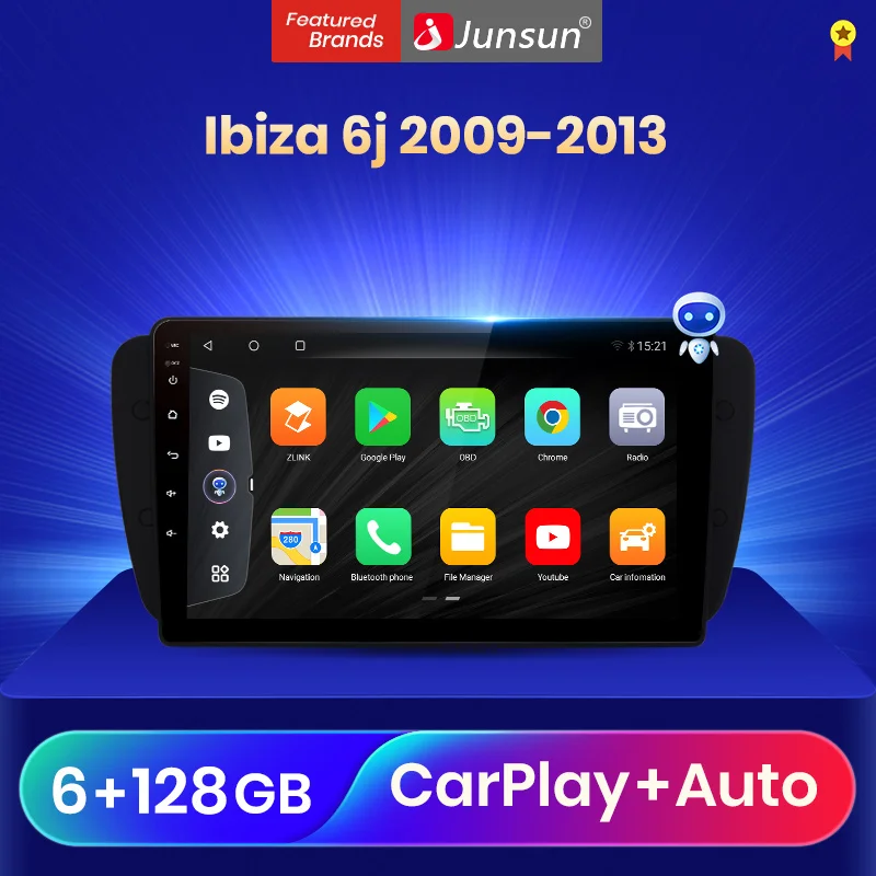 Автомагнитола Junsun V3Pro мультимедийный плеер на Android 10 с голосовым управлением Qualcomm