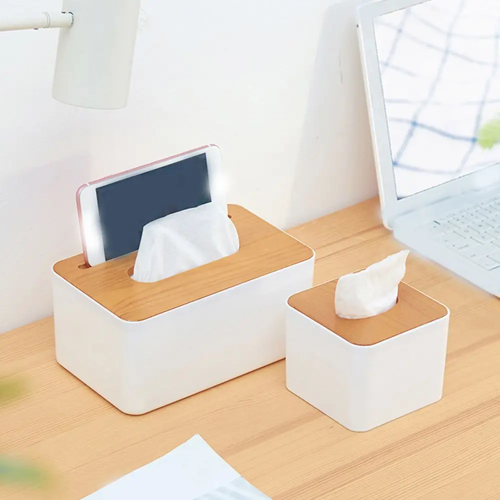 

Plastic Tissue Box Modern Wooden Cover Home Car Napkins Holder Case Mobile Phone Holder Home Organizer Decoration Tools