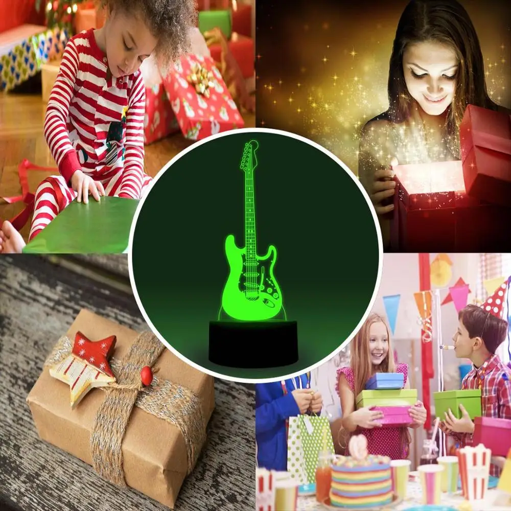 NiteApps 3D гитара ночник настольная лампа Иллюзия украшение лампа подарок на день рождения приложение/сенсорное управление