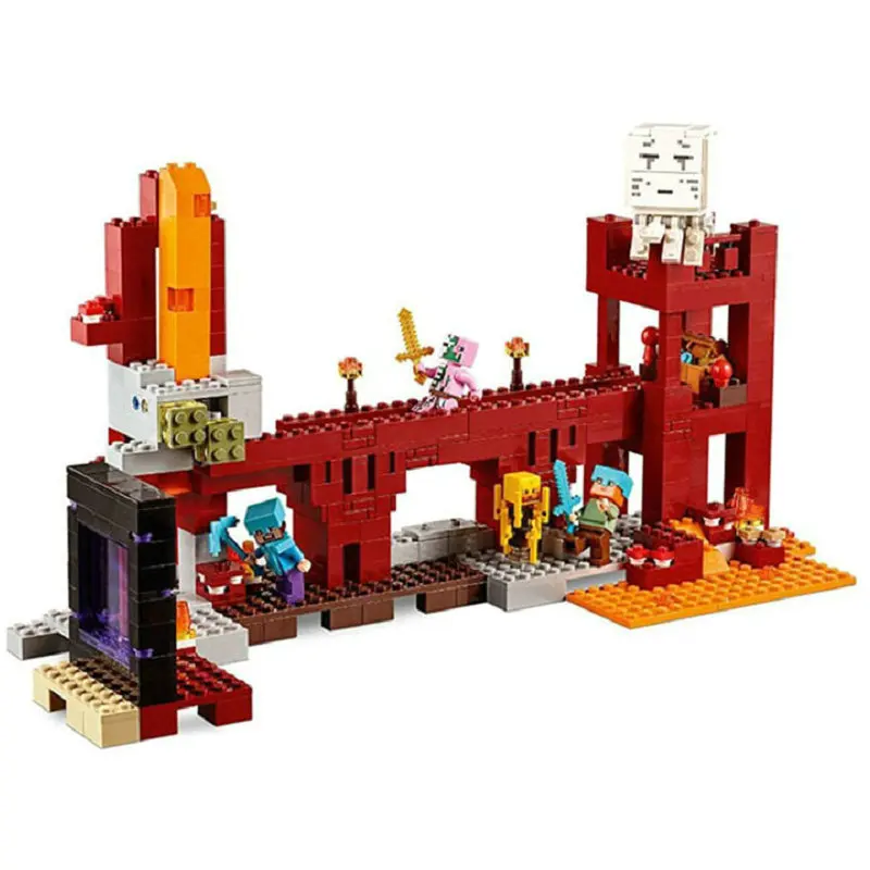 

The Nether Fortress Building Blocks With Steve Action Figures Compatible LegoINGlys MinecraftINGlys Sets Toys 21122