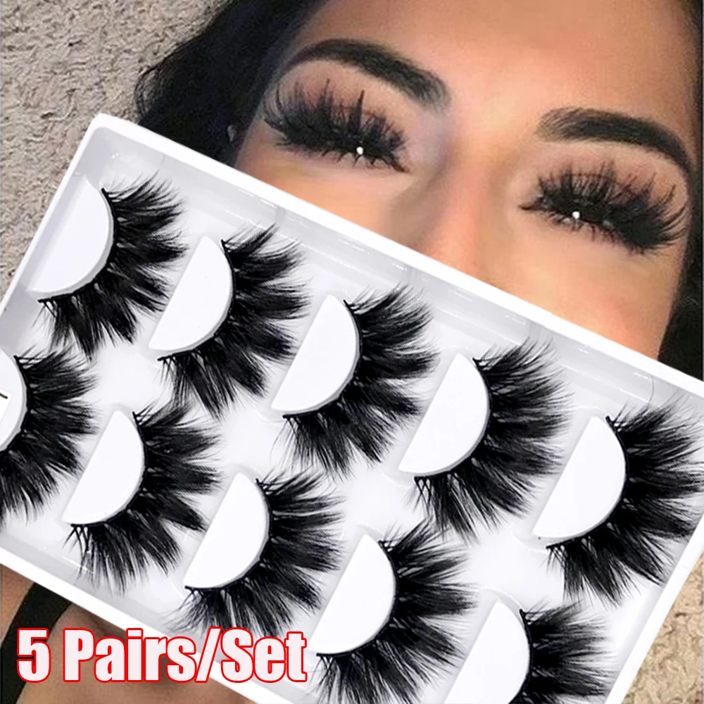 Hot 5 Pairs 4D mink lashes fluffy wispy false eyelashes natural long eyelash extension makeup handmade fake lash Makeup Tools | Красота и