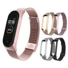 Браслет ремешок для xiaomi mi Band 4 3 из нержавеющей стали магнитный ремешок металлический ремешок для часов Ремешок для mi band 4 3 ремешок для наручных часов
