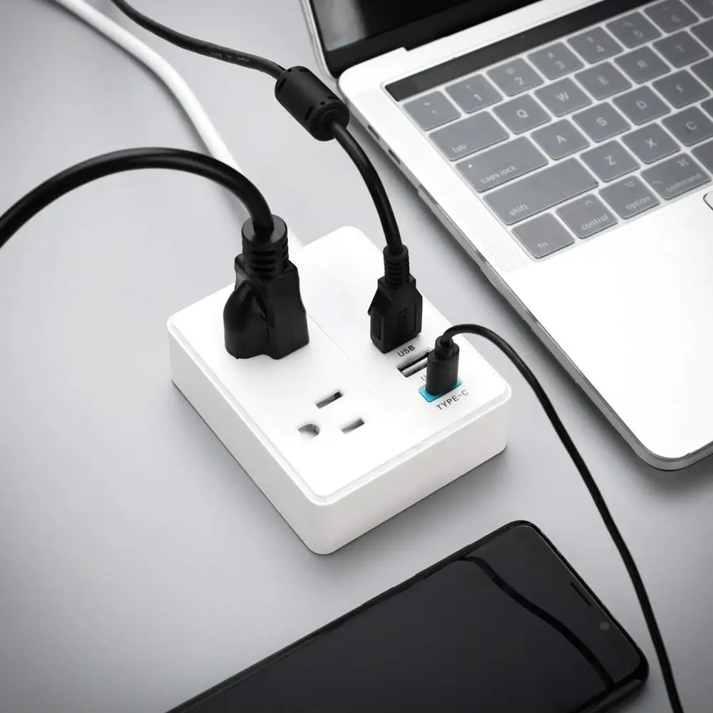 Сетевой мини удлинитель 2 USB 1 Type c 3 US настольная зарядная станция футов для