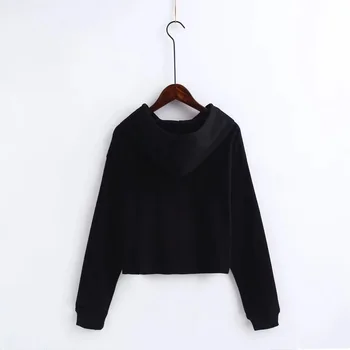 

2020 Winter Women Hoodies Sweatshirt Black color Casual Long Sleeve Loose short Pullovers