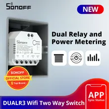 Интеллектуальный выключатель света SONOFF DUALR3 двойной триггерный релейный модуль Wi-Fi, DIY Мини Переключатель двухстороннее Мощность замер 2 Gang/позиционный переключатель времени Smart Home приложение eWeLink Интеллектуальный выключатель света SONOFF DUALR3 двойной триггерный релейный модуль Wi-Fi, DIY Мини Переключатель двухстороннее Мощность замер 2 Gang/позиционный переключатель времени Smart Home приложение eWeLink