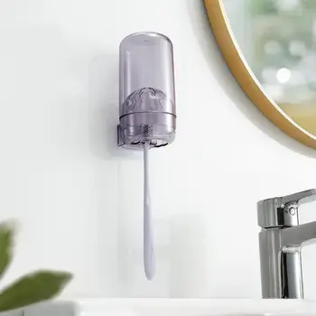 

Creative Wall Mounted Toothbrush Holder With Cup Bathroom Waterproof Dust-proof Tooth Brush Holder Bathroom Organizer