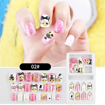 

24pcs/Set Children False Nail Sticking Nail Decals Eco-Friendly Manicure Decorative Sticker Fake Cartoon Nails Sticker(2#)