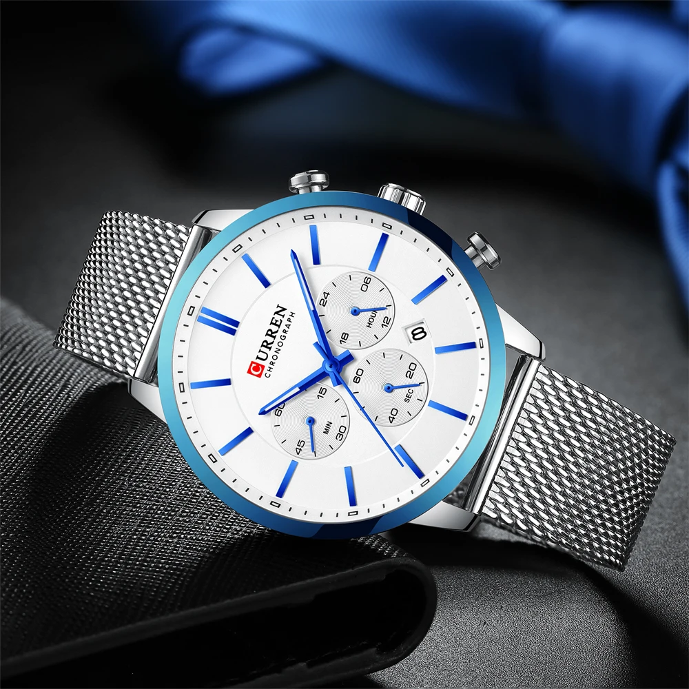 

CURREN 8340 Fashion Watch Men Waterproof Sport Watches for Men Stainless Steel Mesh Band Quartz Clock Casual Business Wristwatch
